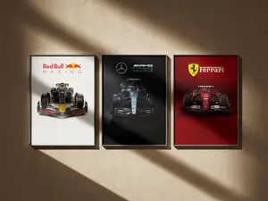 Formula 1 Car Posters Set of 3 | Ferrari, Red Bull and Mercedes Racing Wall Art for Fans & Décor