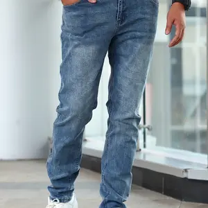 Tailored Slim Fit Denim Jeans with Subtle Distressing Details – Versatile and Comfortable Choice for Casual & Everyday Style