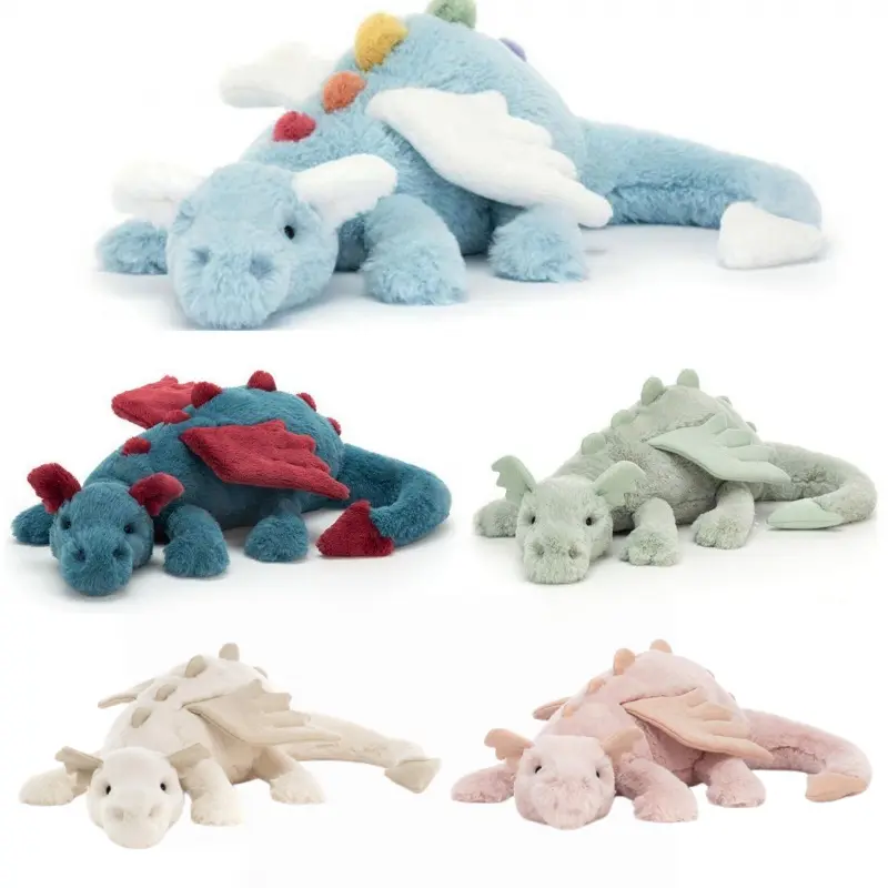 Dragon Plush Toy, Fluffy Dinosaur Stuffed Animal, Cute Winged Dragon Doll,Comfort Sleeping Pillow Gift for Kids, Character Stuffed Toys, Collectibles