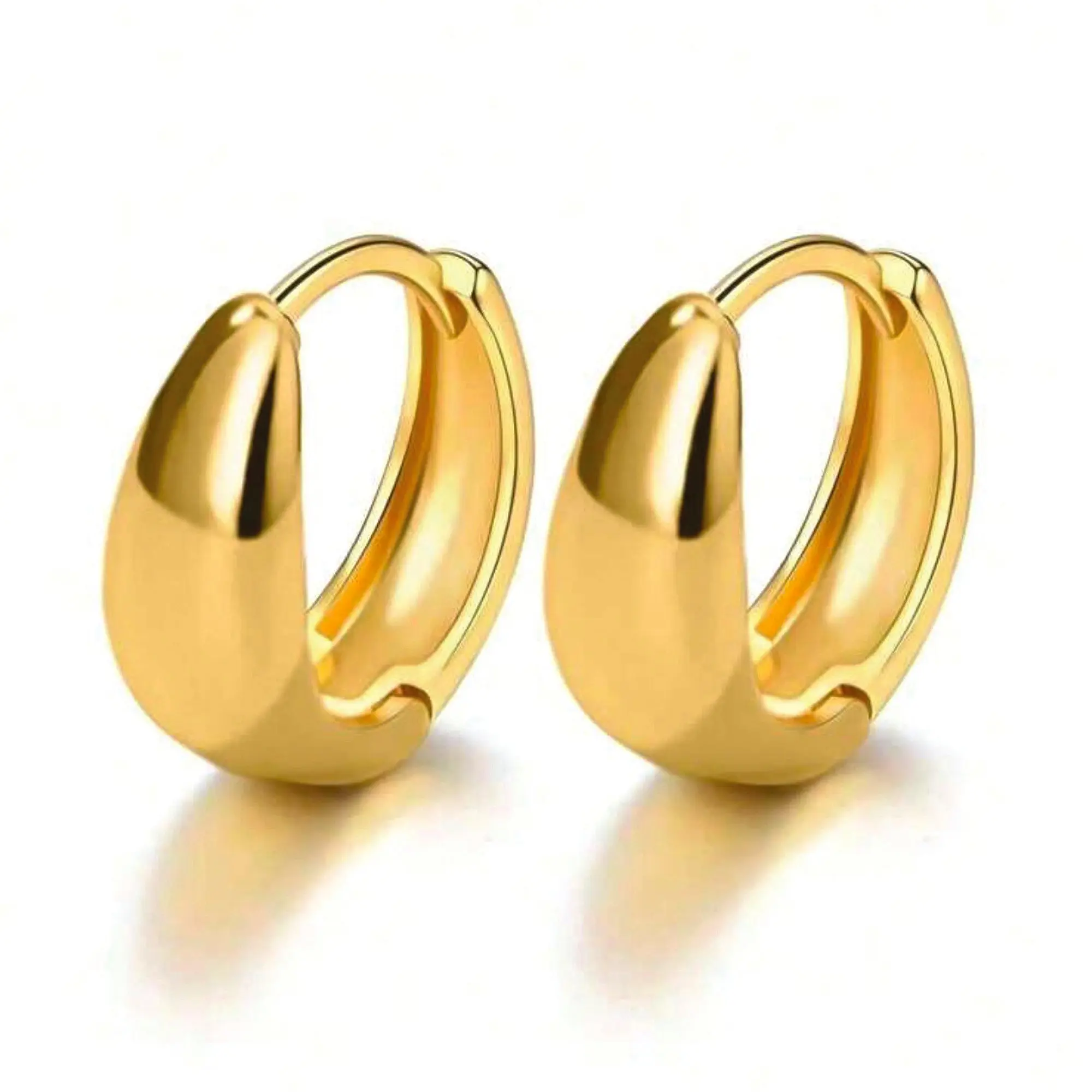 14K Gold Plated Teardrop Huggie Hoop Earrings 6mm Dainty Hinge Clasp Mini Hoops
