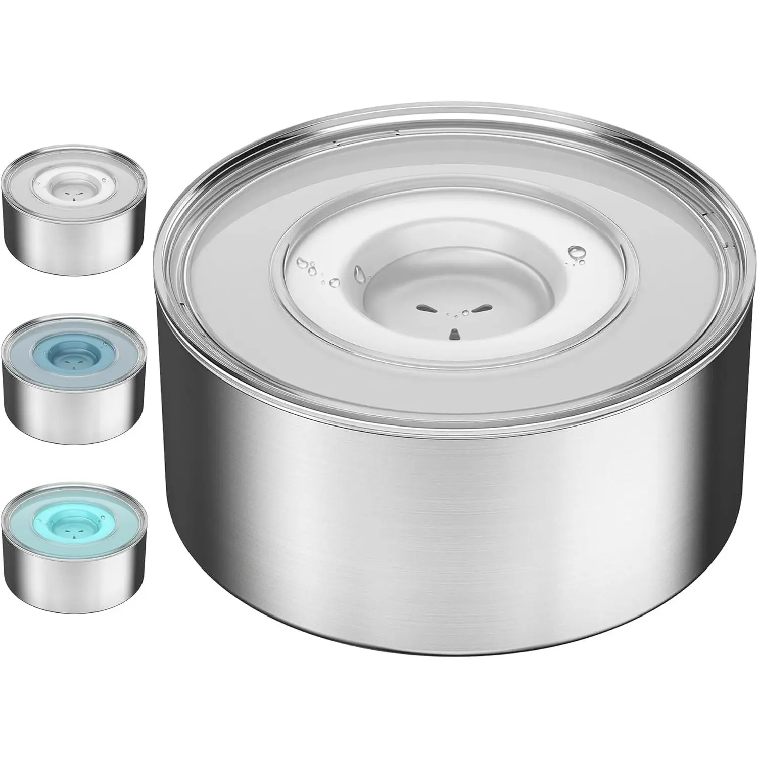 1Gallon Slobber Stopper Water Bowl for Dogs, US Patented Splash-Proof Paws Lid, 18/8 Stainless Steel, Anti-Slip Base, No Spill for Messy Large Medium Dogs,