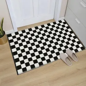 Checkered Rug, 2x3 Ft Moroccan Checkerboard Rug Black and White Outdoor Washable Rug Cotton Woven Area Rugs Reversible Floor Mat for Front Door Bedroom Entryway Kitchen Entryway