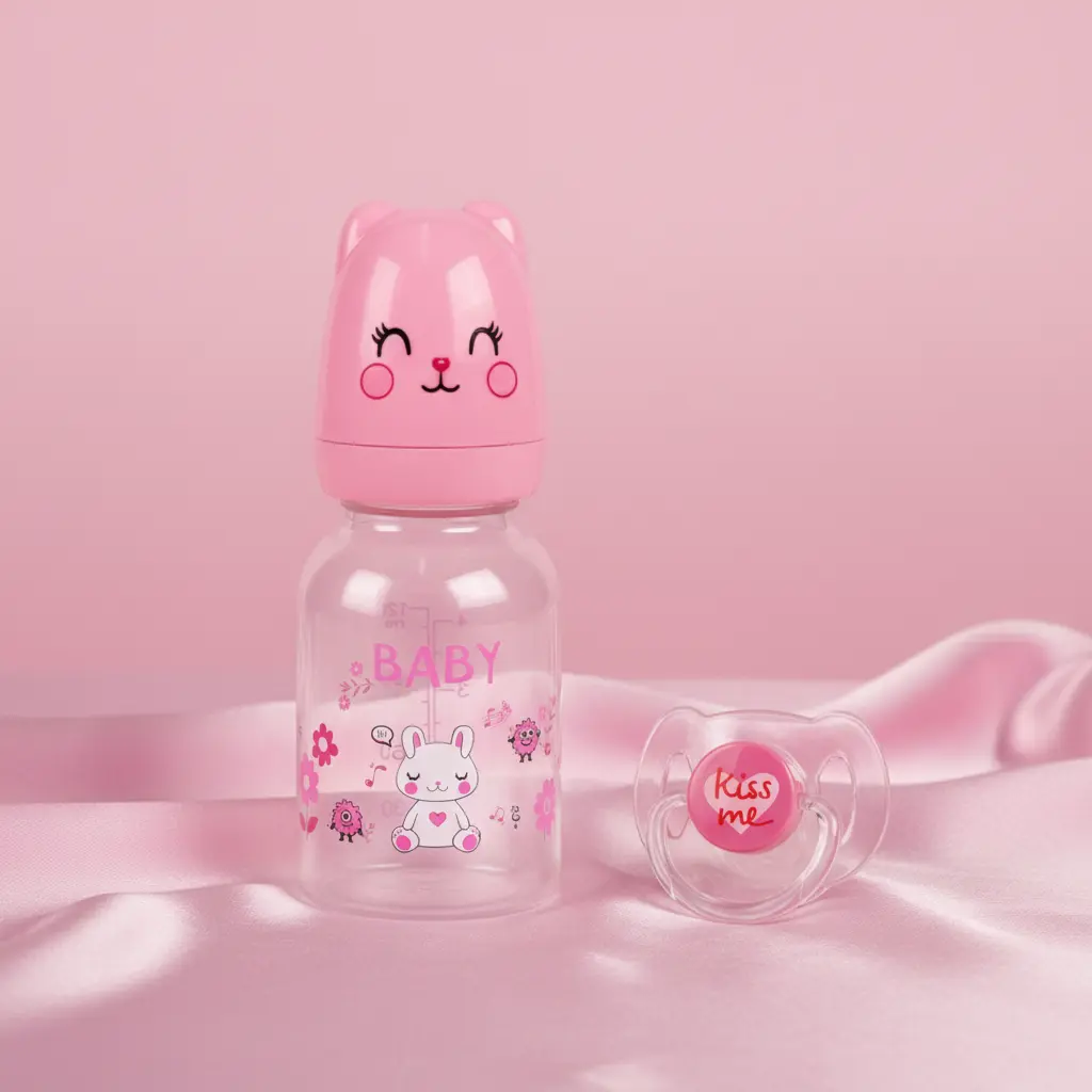 【Doll is not included 】Bottle and Magnetic Pink Pacifier 2 Piece Set Safest Reborn Baby Doll Accessorie summerwins