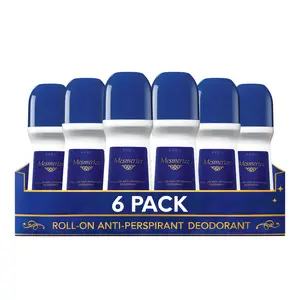 Mesmerize Roll-On Anti-Perspirant Deodorant for Men Pack of 6 (2.6 fl oz / 75ml Each) | 24-Hour Odor Protection | Bergamot, Cardamom & Amber