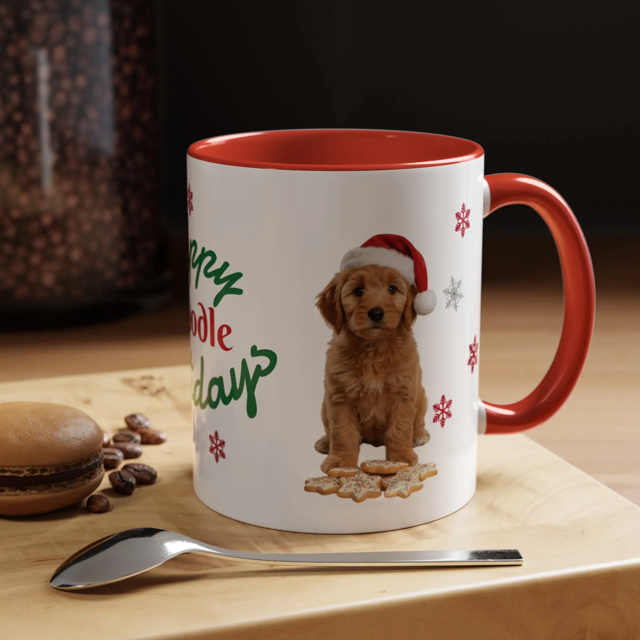 Golden Puppy Doodle Holiday Coffee Mug, Customize with Golden Doodles, Bernedoodles, Labradoodles, Aussie Doodles, and More, Gift for Doodle Lovers