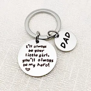 Son Best Dad Ever Keychain Gift - Double Sided Letter Print Keyring with Keychain Feature - For Father