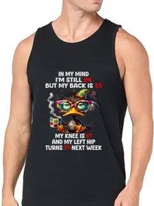 2026 New Funny "In My Mind I'm Still 24" Duck Graphic Men's Tank Top - Casual Humor Sleeveless Tee for Father's Day Gift