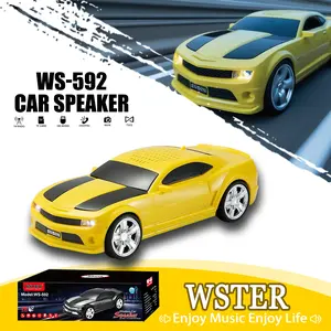 WSTER WS-592 car model machine Bluetooth speaker, supports USB, TF card, AUX and FM stereo, subwoofer, wireless Bluetooth function, LED light, suitable for home, outdoor parties, suitable for gifts and other occasions.