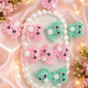Pink & Mint Axolotl Focal Silicone Beads - Compatible with Beadable Pens, Keychains, and Crafts