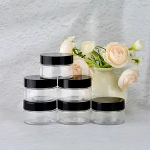 Transparent plastic cosmetic storage box set, multi-functional storage jar, wide-mouth transparent bottle with lid, items are clearly visible, suitable for storing eyeshadow and lipstick samples.a travel essential and a great helper for home organization.