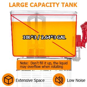 【GARVEE】30L (7.93 Gallon) Commercial Juice Dispenser, 3 Tanks 320W, Stainless Steel Beverage Dispenser for Tea, Drink
