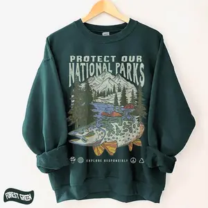 90s National Parks Unisex Sweatshirt Granola Girl Shirt Respect the Local Wildlife Pullover Hiking Camping Wanderlust Hoodied Warm Cotton Hoodies