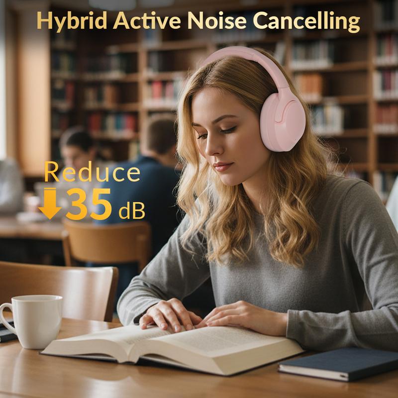 FoFun Multifunctional NC50 Hybrid ANC Wireless Headphones, Built-in Mic, Low Latency,Be aware of safety mode,Custom EQ, Over-Ear, Android/iPhone