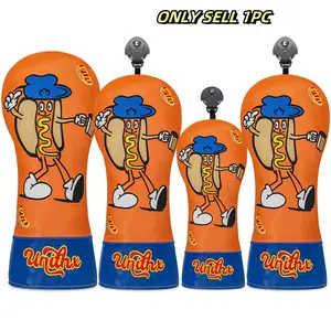 Funny Hot Dog Design Golf Club Headcovers, Fits Drivers & Hybrids, Ideal for Both Men & Women, Essential Golf Accessory