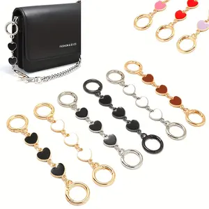 1pc Heart-Shaped Bag Extension Chain with Double Key Ring - Cute Heart and Key Ring Shoulder Strap/Handbag Accessory - Fashionable Decoration and Bag Transformation (Compatible with Most Bag Types) Bag Charms