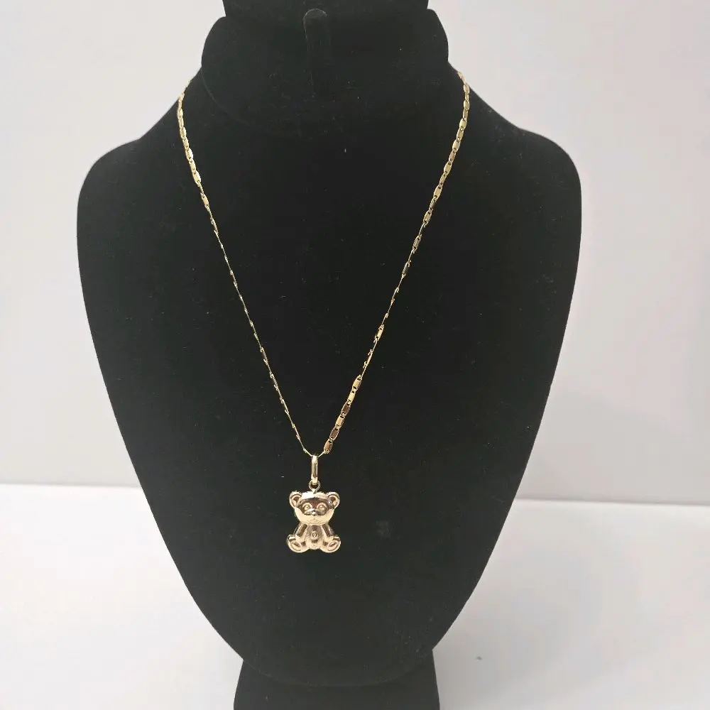 #5. 18K Gold Plated 18" Razor Tinny Necklace and Small Teddy Pendant