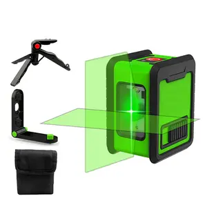 Mini Cross Line High Precision Laser Level with Dual Green Laser Lines & Durable IP54 Design for Indoor Outdoor Use Includes L-shaped Bracket & Tripod