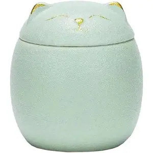 Ceramic Jar Embossed Cat Small Candy Dish Sugar Bowl Storage Jar Canister with Seal Lid