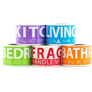 Home Moving Labels for 1 Bedroom-5 Color-Coded Room Labels (50 Each) + Fragile Stickers for Moving Boxes, Supplies, Wardrobe Boxes, Apartment Moves