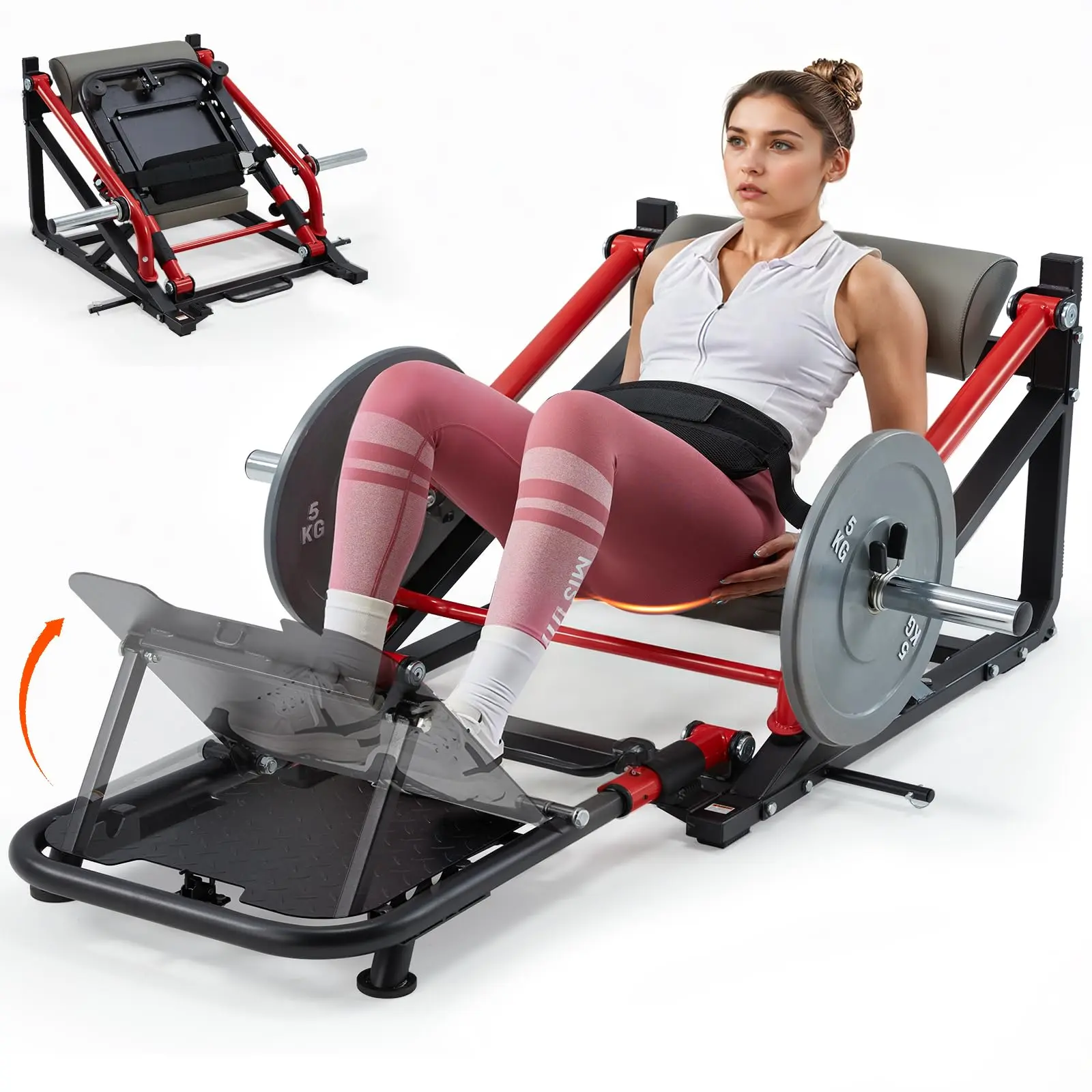 YODOLLA Hip Thrust Machine with Adjustable Footboard, 800LBS Plate-Loaded Glute Bridge Machine with Weight Holder, Heavy Duty Home Gym Butt Muscle Building and Shaping for Men&Women