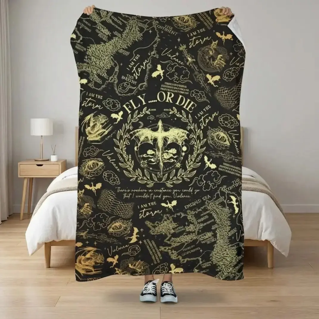 Fourth Wing Flannel Blanket – Dragon Rider Fantasy Throw Blanket, Soft Cozy Bookish Gift for Readers, Sofa Bed Home Decor  Fantasy Lovers, Cozy Vibes, Holiday Gift, Must-Have, Book Lover, Comfortable Throw, Warm