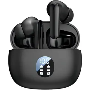 Wireless Earbuds, Bluetooth 5.4 Headphones Ear Buds With Bass Stereo Sound Noise Reduction Earphones, 120H Playtime,IPX7 Waterproof USB-C , Touch Control LED Display Headset For Work Sport (Black)