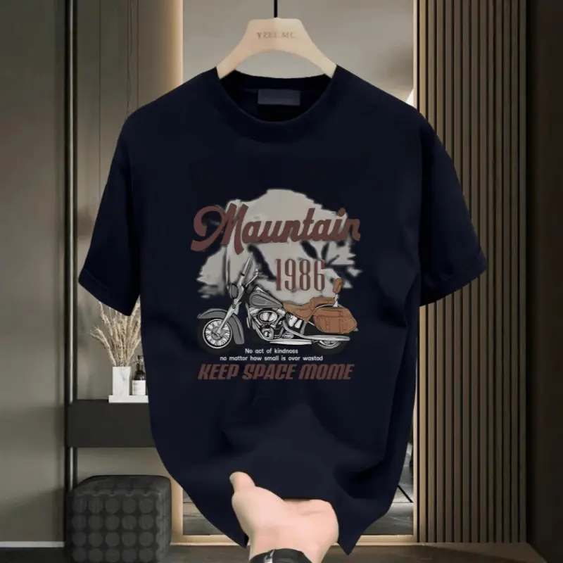 2026 Combed Cotton Short-Sleeve T-Shirt for Men, New Heavyweight 220g Loose Fit, Niche Round Neck Trendy Brand Top