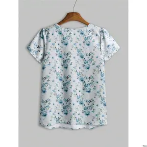 ShortSleeveTops EMERYROSESummerCasualDitsyFloralPuffSleeveShirt