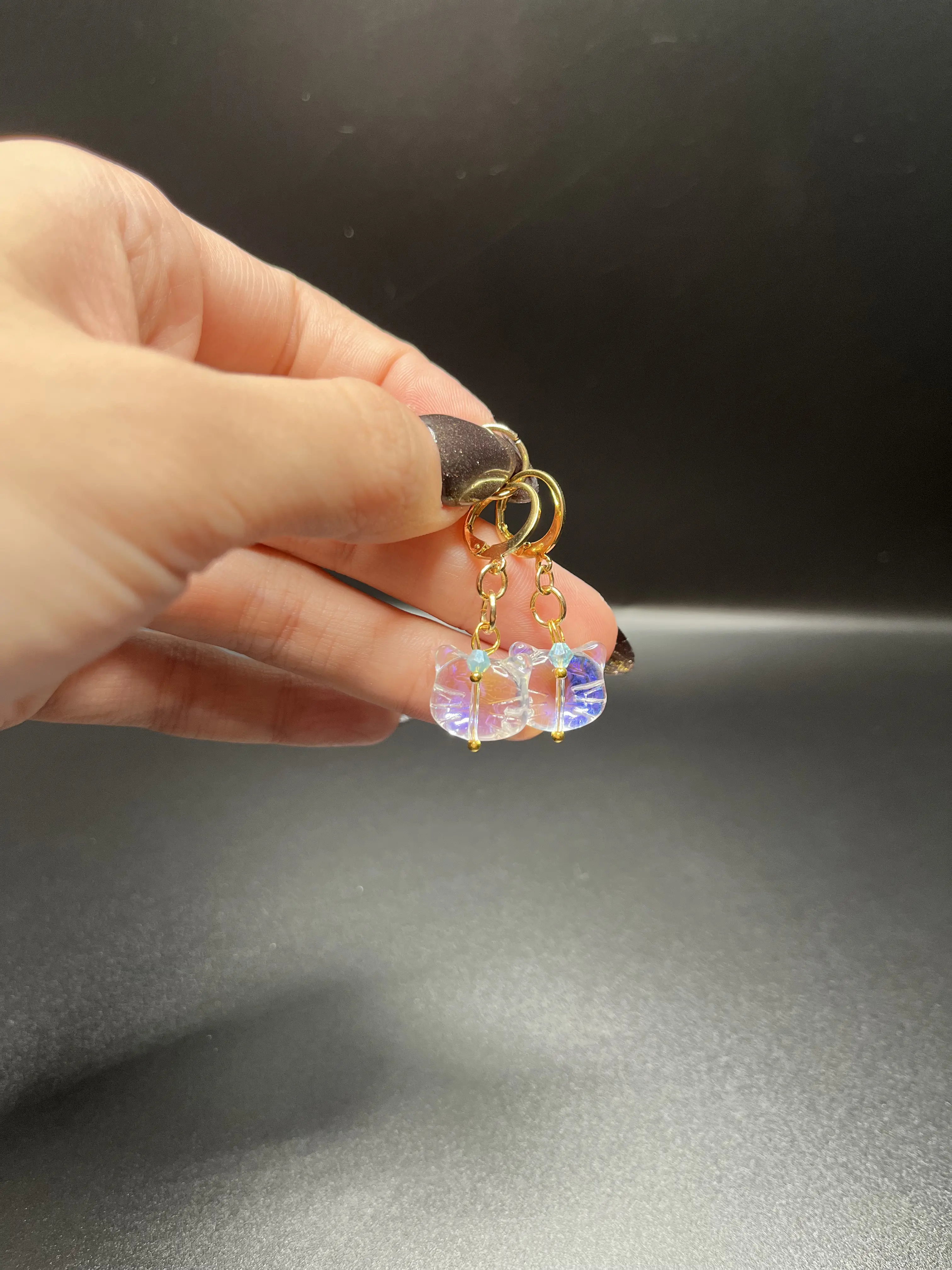 Kitty Markers: Handmade Kitty Stitch Marker Set/ Kitty Earrings