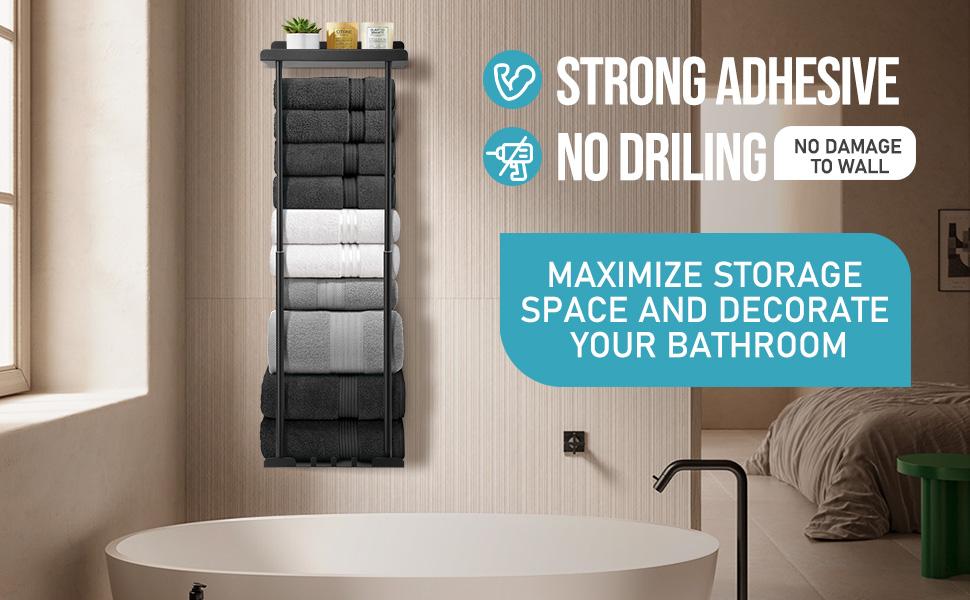 Bathroom Towel Storage Rack,30 inch Retractable Wall Mounted Towel Holder,Space-Saving,For Bathroom Bath Towel Storage,Ideal For Keeping Bathroom Tidy & Stylish