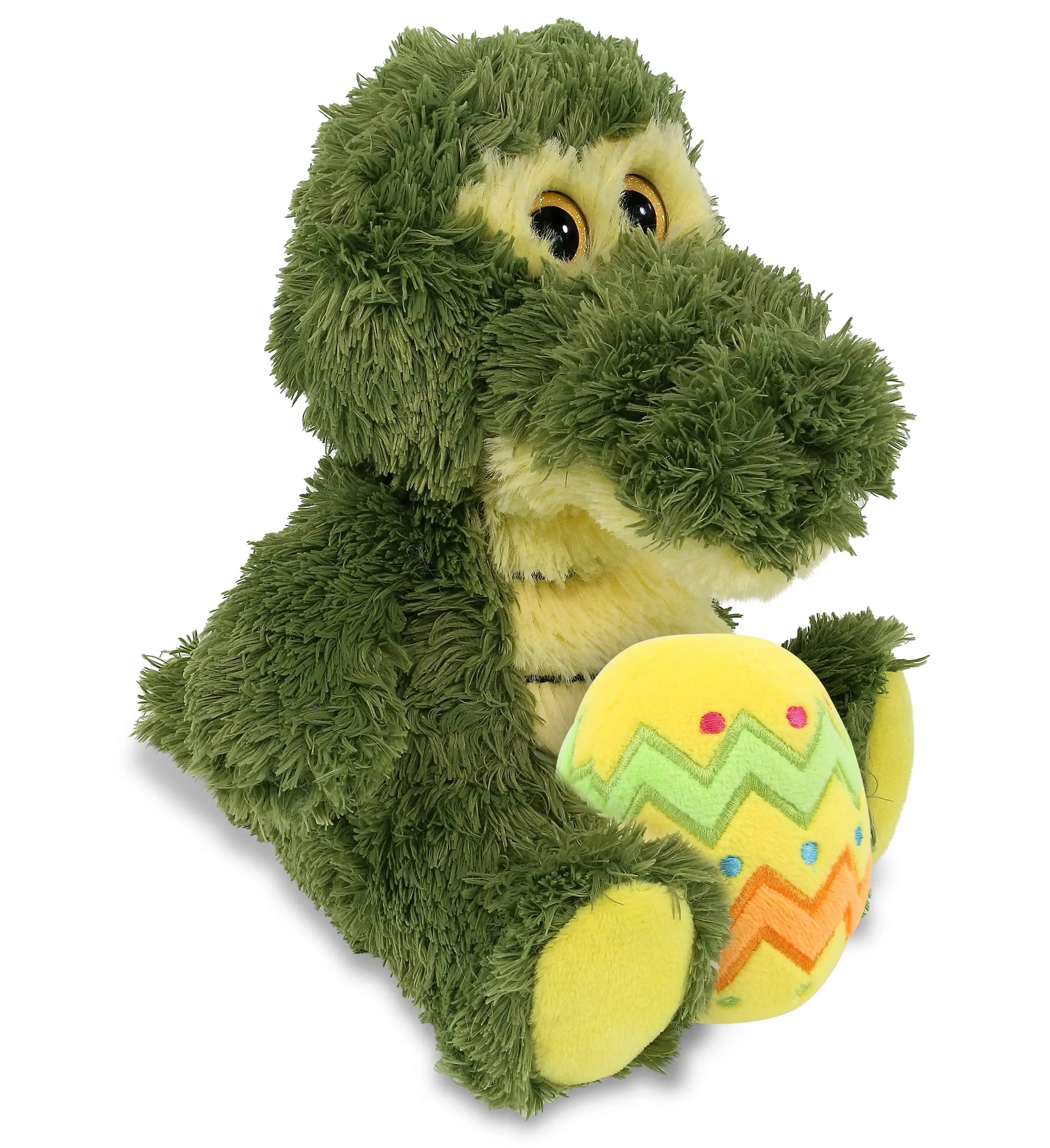 DOLLIBU 6.5-Inch Plush Big-Eyed Sitting Alligator Stuffed Toy, 5.5lx5.5wx6.5h inches, 100% Polyester, Spring Theme, Customized with Name, Personalized Gift for Kids