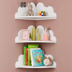 Cloud-Shaped Wall Shelf Model A, Wooden Corner Floating Shelves for Kids’ Small Nurseries, Space-Saving Storage for Toys & Books (No Floor Space Occupied)