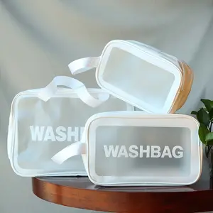 Portable Makeup Bag Set, Cosmetic Pouch, Travel-Friendly Storage Solution, Transparent Vanity Bag, Unisex Beauty Accessories, 3 Different Sizes, Handheld Cosmetic Organizer, Makeup Organizer Pouches