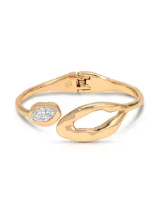 Ettika Molten Marquise Cuff 18k Gold Plated Cubic Zirconia Bangle 1.96" x 2.36" Fashion Jewelry for Adults