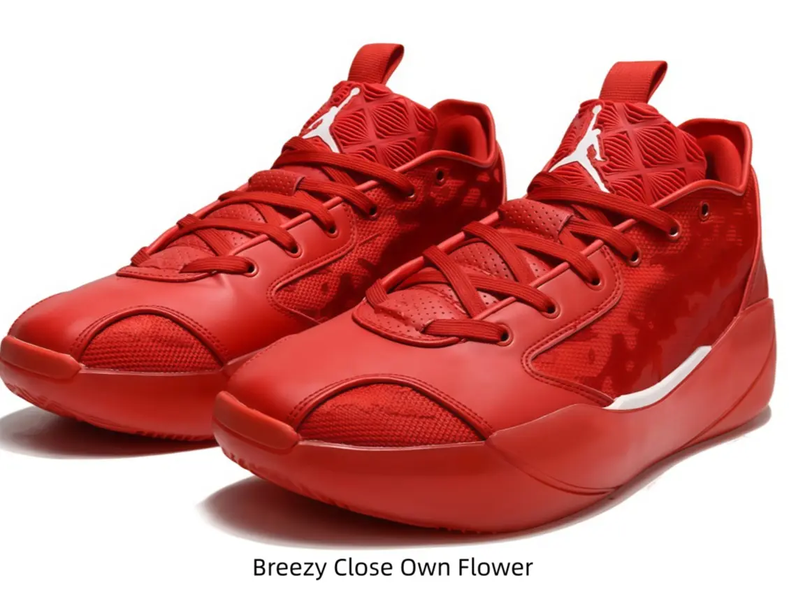 Premium soft leather & textured mesh performance sneakers with sculpted full-red curved midsole and minimalist thin white side accent. Bold monochromatic red sport texture balances powerful cushion and clean minimalist street aesthetic.