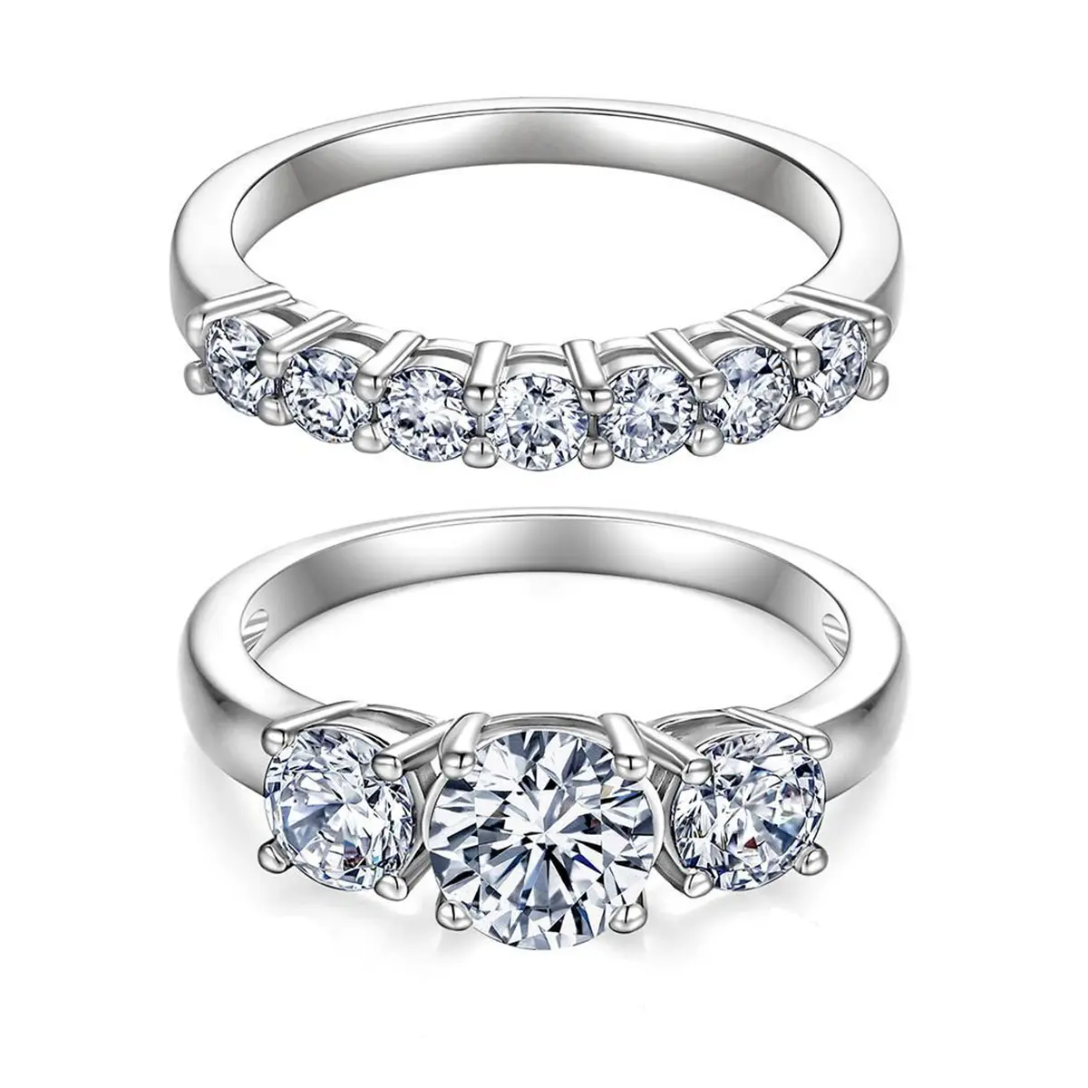 Bridal Cubic Zirconia CZ Wedding Ring Set - Stackable Engagement Rings, Sparkling Design, Sophisticated Choice for Engagements, Anniversaries, Wedding Ring Sets