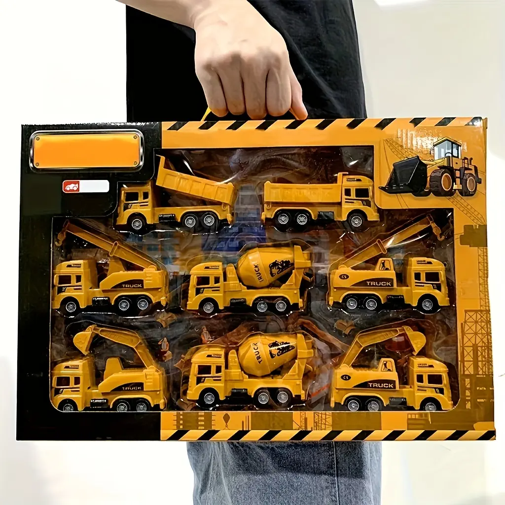 Toy Vehicle Construction Vehicle Fleet • Excavator Toy Car Model Gift Box • Educational 4/8pcs Car Gift Set for Boys