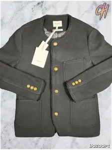 Bape Black Collarless Wool Black Chinese Jacket Size XL (MSRP: $1,000)