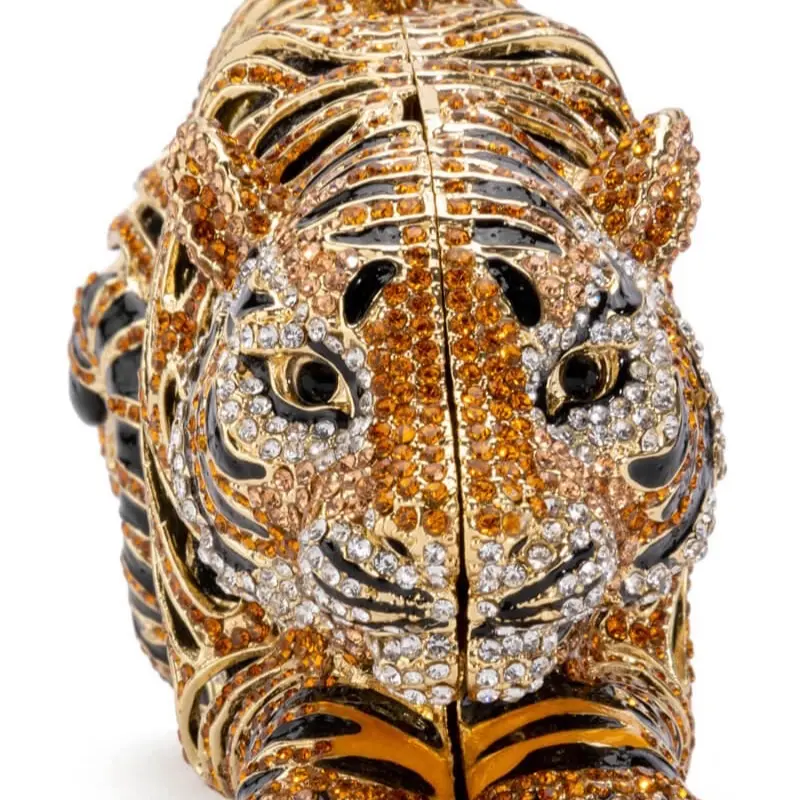 Women's Crystal-Embellished Tiger Clutch Purse - Luxurious Events Power Piece, GlamQueen Luxury Accessories, Crystal Embellishments