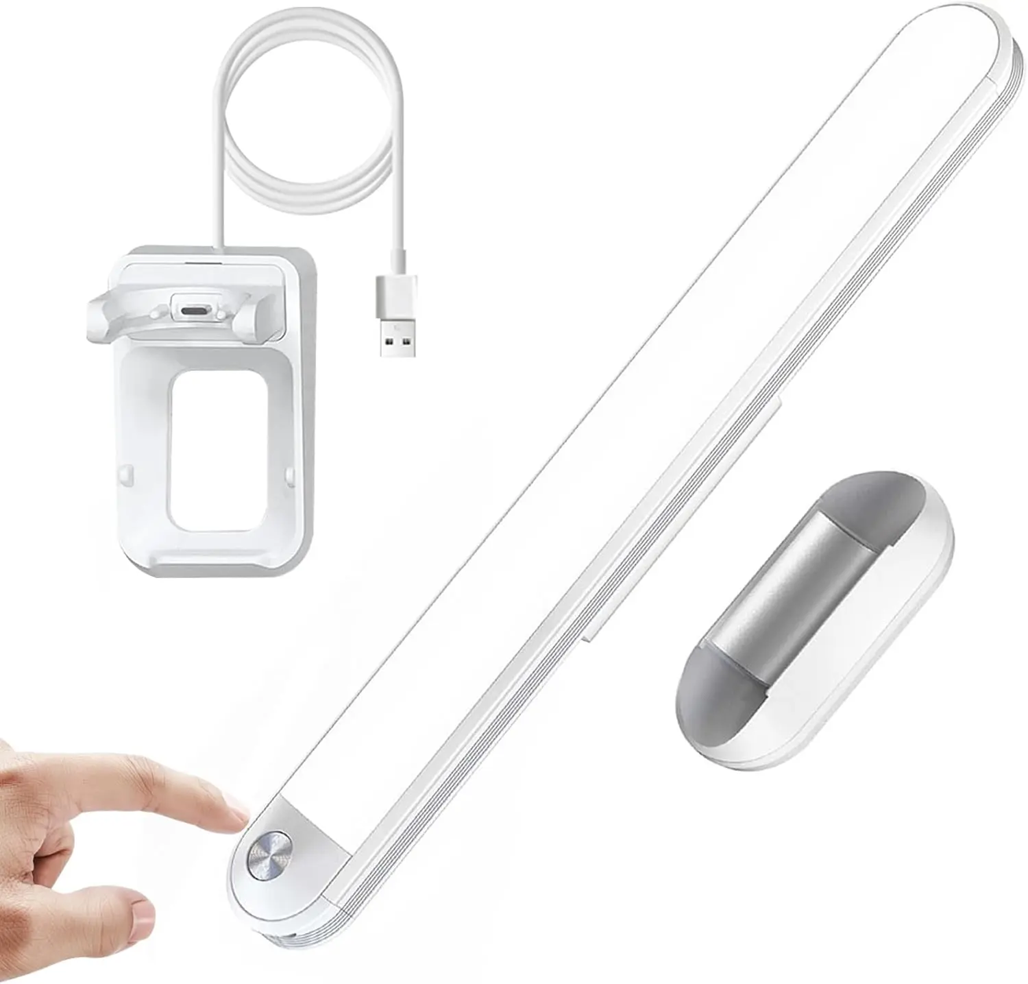 Dimmable Bunk Bed Light Bar - 30 LED Plastic Reading Aid, Adjustable Color Temperature, 2200mAh Long-Life Rechargeable Wireless Stick-On Light with 2x3m Stickers, 3-50H Runtime, Craft Use, Under-Cabinet Indoor Lighting