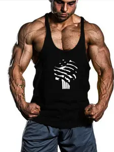 Men's Flag Skull Graphic Fitness Tank Top, Sporty Loose-Fit Sleeveless Shirt, Muscle Training Apparel for All Seasons