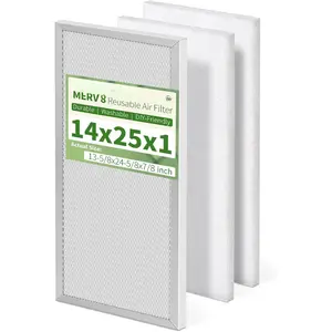 14x25x1  Air Filter MERV 8 Washable Furnace & AC Filter with 2 Extra Media Pads,  Electrostatic Air Filters for , Fits HVAC System, Air Conditioner, Air Handler