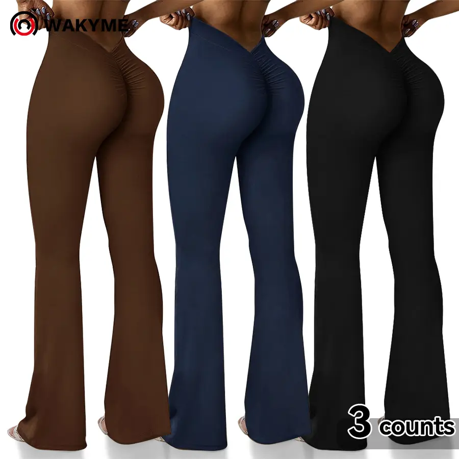 Women's V-Back Butt-Lifting Seamless Flare Pants, Women's Trendy Curves & Comfort Fit Flare Yoga Pants