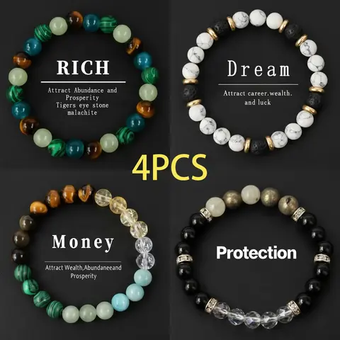 Crystal Stone Bracelets - Jewelry for Women, Men's Gifts with Abundance Attraction, Luck, Healing Protection, Banquet Party Accessories, Favour Birthday Gifts