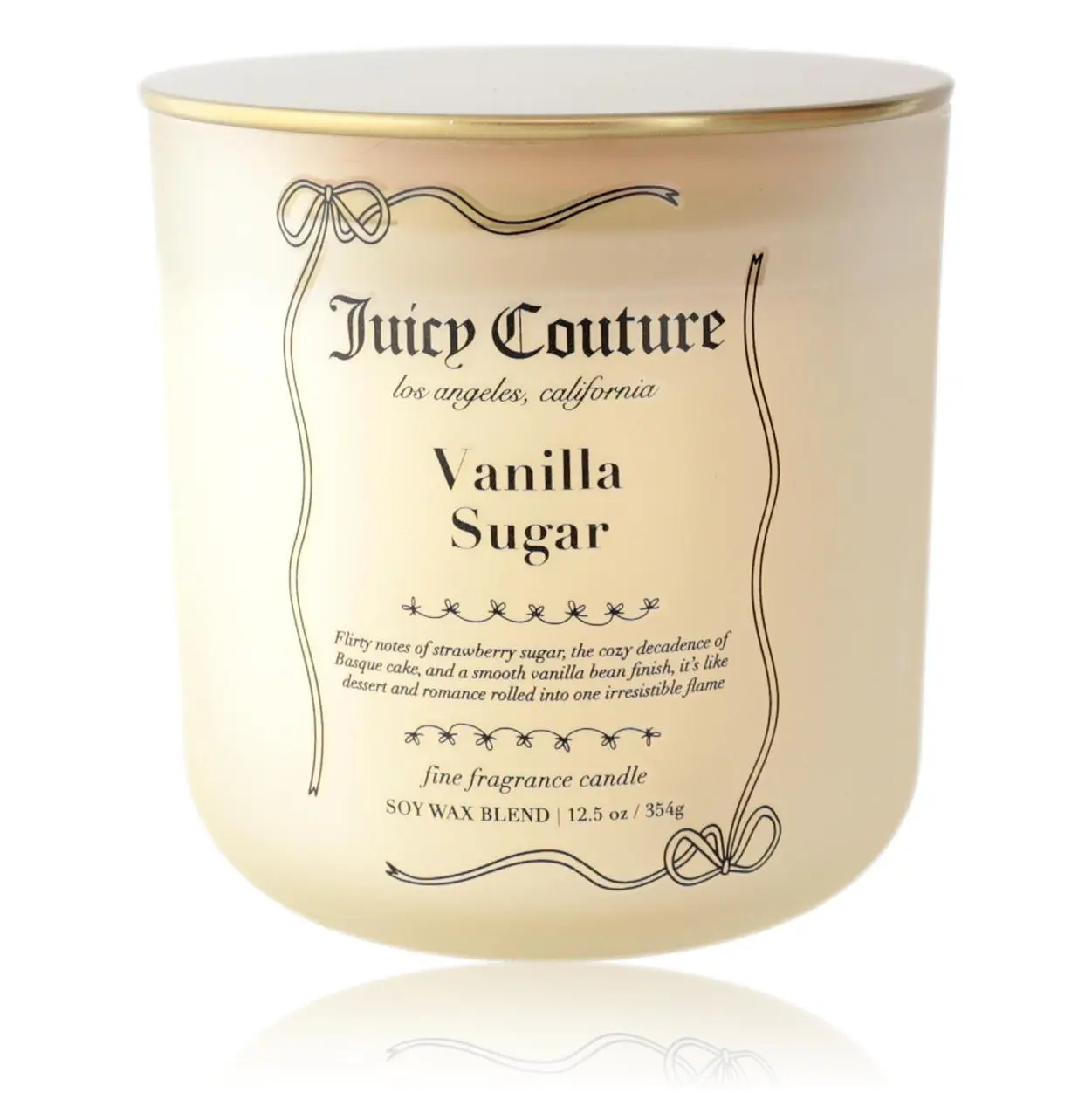 Juicy Couture 12.5 oz Fine Fragrance Household Candle - Vanilla Sugar, Vanilla Scents, Strawberry Scent, Basque Cake, Flirty Notes
