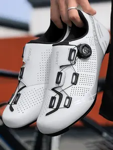 Unisex Cycling Shoes, Quick-Release Buckle, Breathable Pores, PU Leather Upper, Tpr Sole, Sporty Style, All Seasons, Outdoor Riding