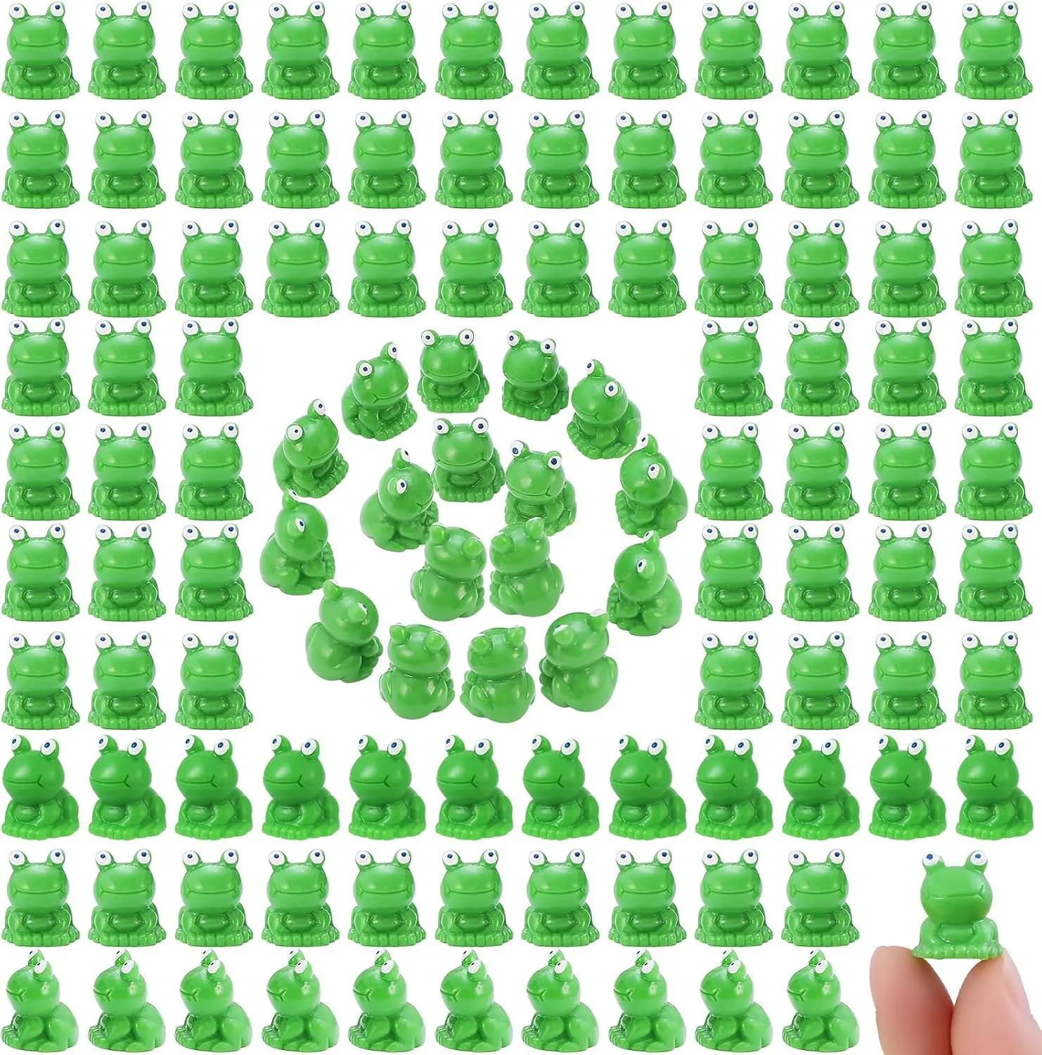 100pcs Mini Resin Teal Green Little Frogs, Plastic Miniature Figurines, Little Frogs, Suitable for Fairy Gardens, Moss Landscapes, DIY Crafts, Home Decor, Birthday Party Favors