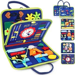 Toddler Busy Board, Montessori Sensory Toys for Boys, 1-4 Year Old Girl Toddler Travel Toys, Educational Learning Activities Board for Motor Skills, Birthday Gifts for Airplane Car