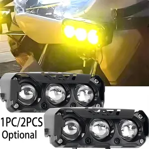 Motorcycle LED Spotlight Dual Color Hi/Low Beam Fog Lamps for Car Trucks SUV UTV 12V- 36V Mini Lens Headlight Driving Light