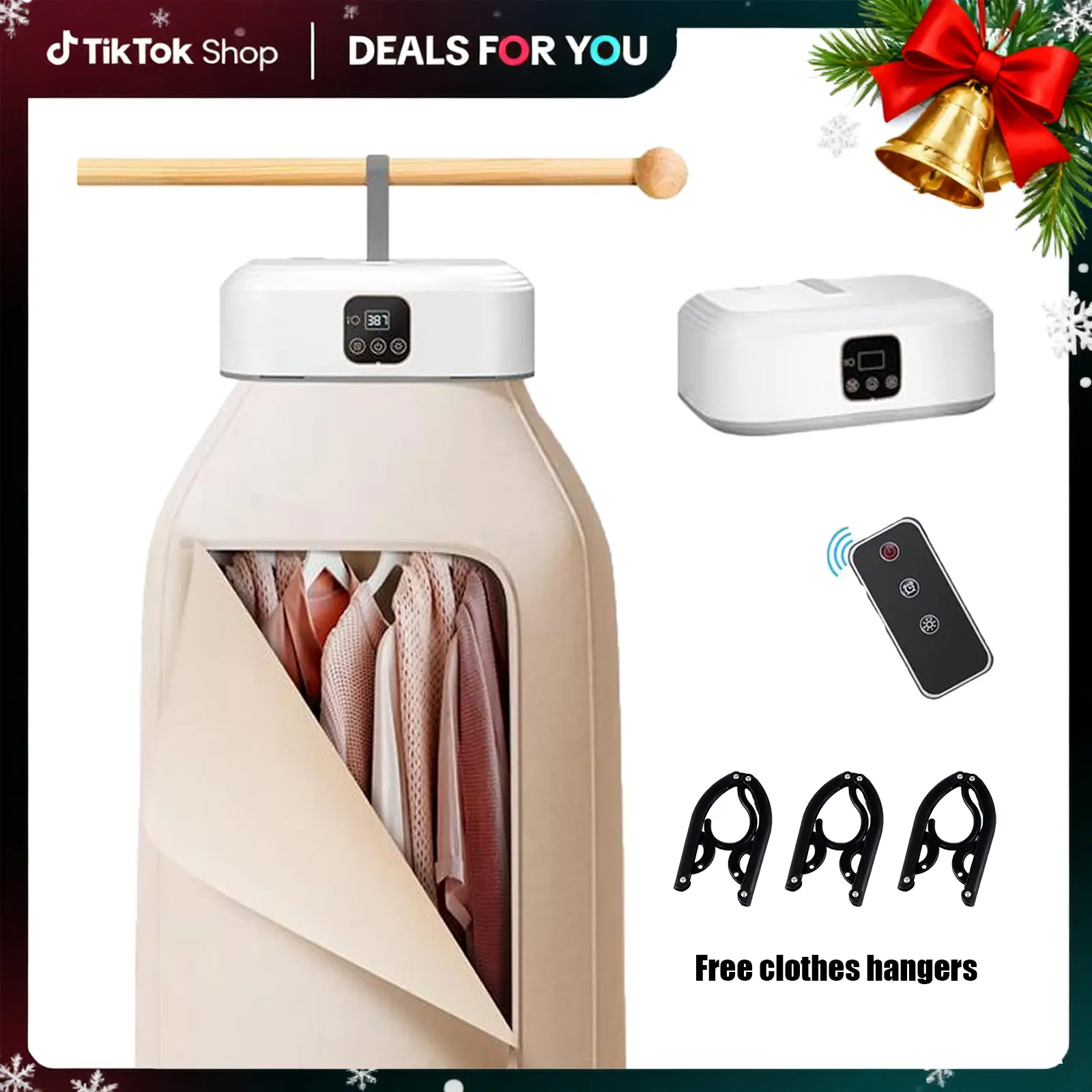 HHYSPA Electric Portable Clothes Dryer, Mini Laundry Dryers withRemote Control, Small Compact Foldable Electric Drying Machine with Dryer Bag for Light Clothes, Underwear, Baby Clothes